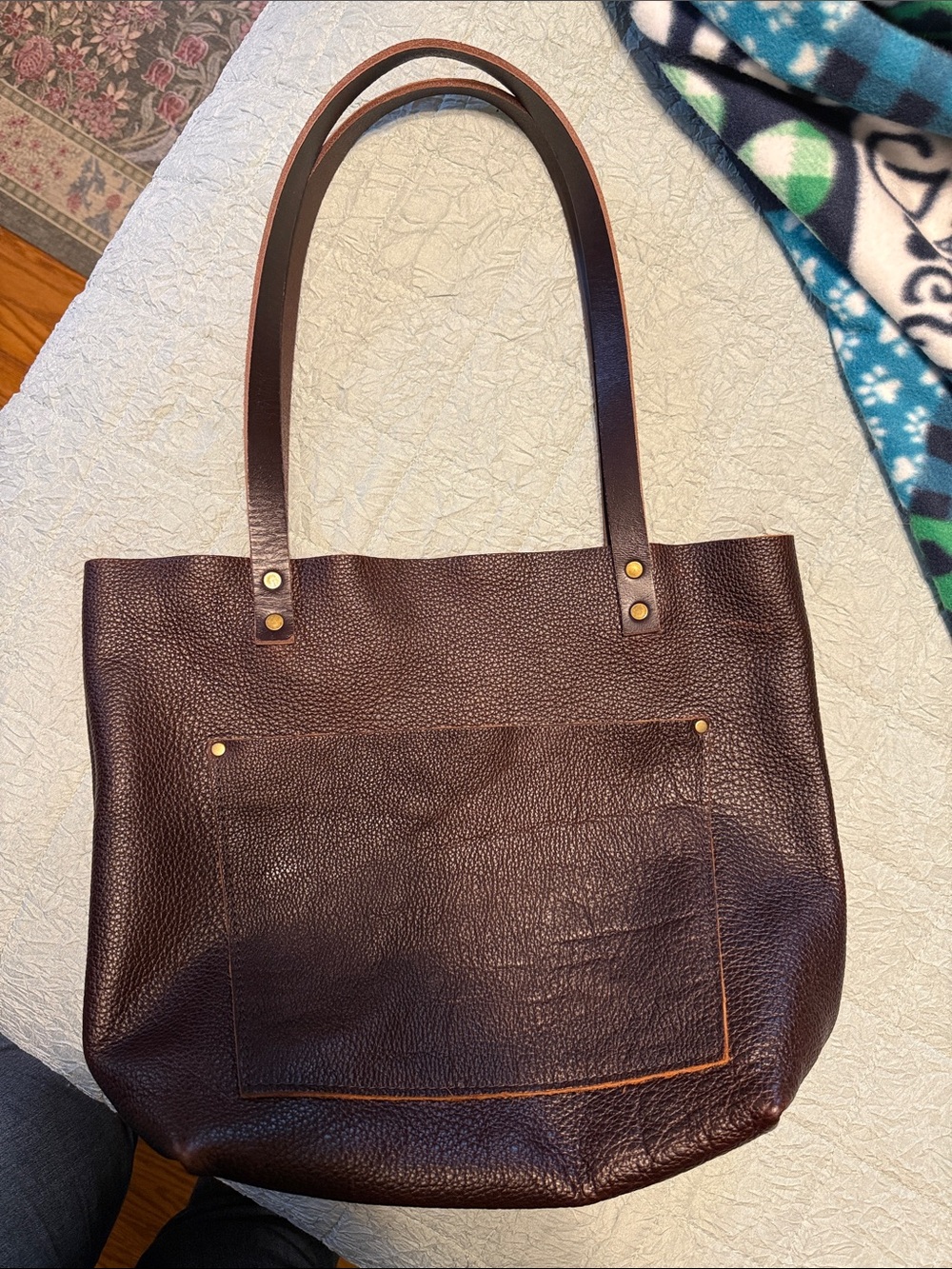 Portland Leather Brown Pebbled Leather Shoulder Tote